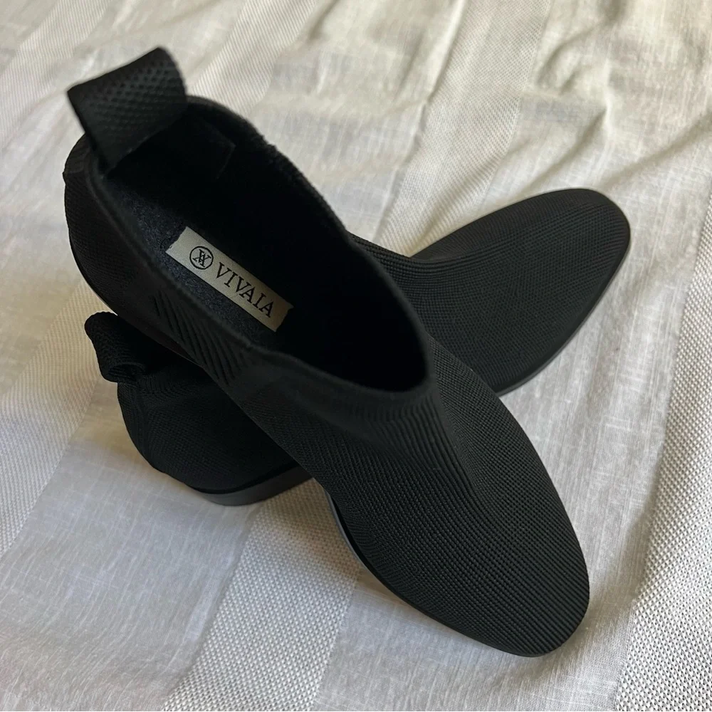 SOLD VIVAIA Square-Toe Water-Repellent Black Ankle Chelsea Boots (Ryan) Size 39 - Picture 14 of 15